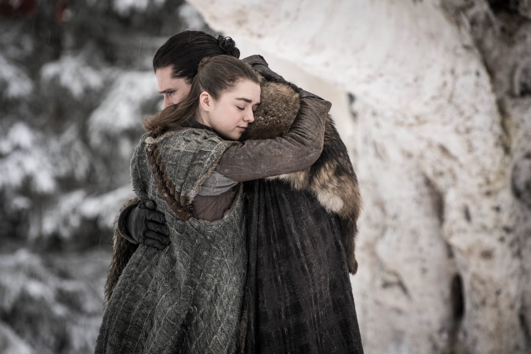 Arya Stark (Maisie Williams) finally catches up with Jon Snow (Kit Harrington).