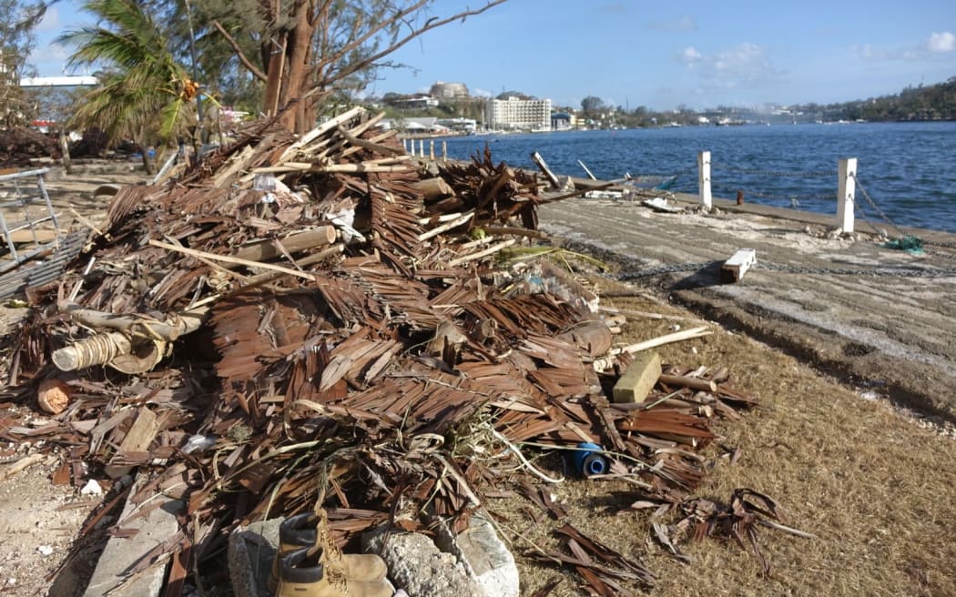 Debris from Pam Cyclone on the Port Vila waterfront