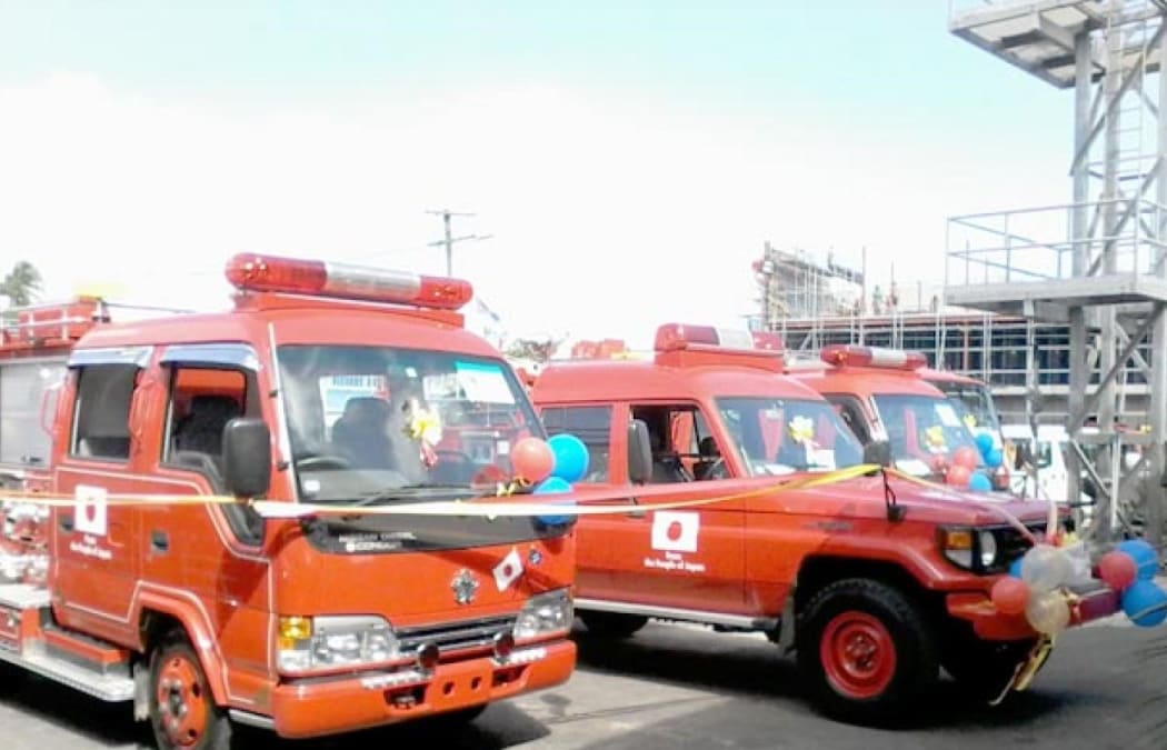 Five fire trucks were donated to Samoa by Japan