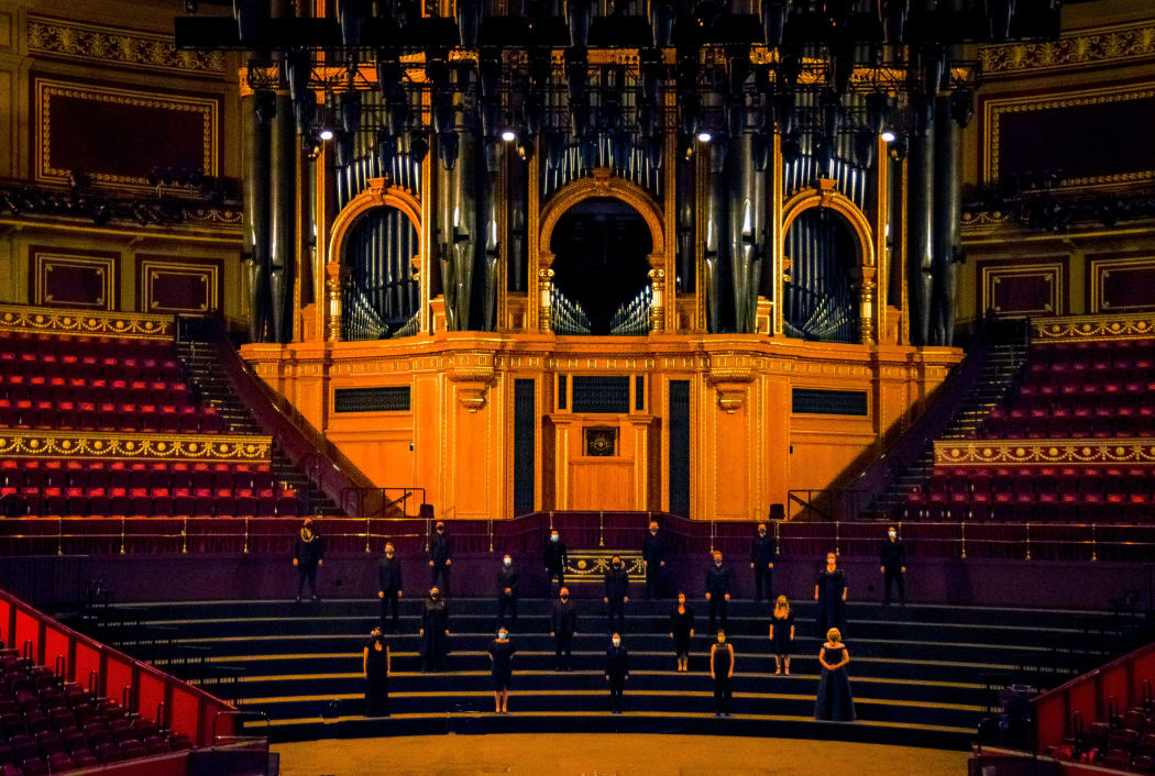 Whānau: Voices of Aotearoa, far from home performers at the Royal Albert Hall, London.