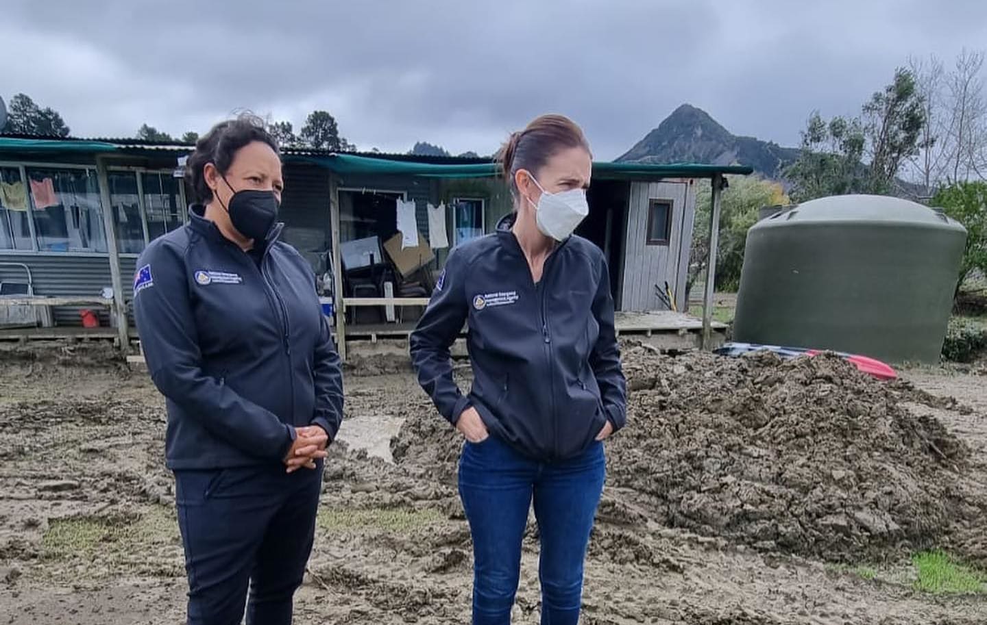 Prime Minister Jacinda Ardern and East Coast MP and Minister for Emergency Management Kiri Allan assess damage caused by severe weather on the East Coast.