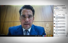 Screenshot of Simon Bridges chairing the Epidemic Response Committee