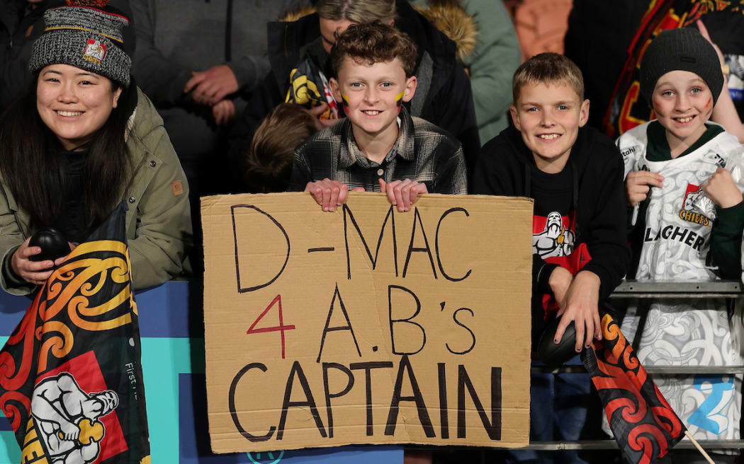 Fans during the Super Rugby Pacific 2024 quarter final match between the Chiefs and Queensland Reds at FMG Stadium.