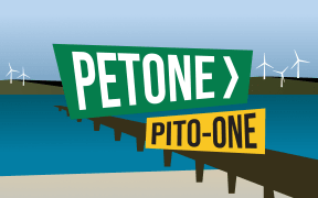 'Petone' and 'Pito-One' in the style of old NZ road signs