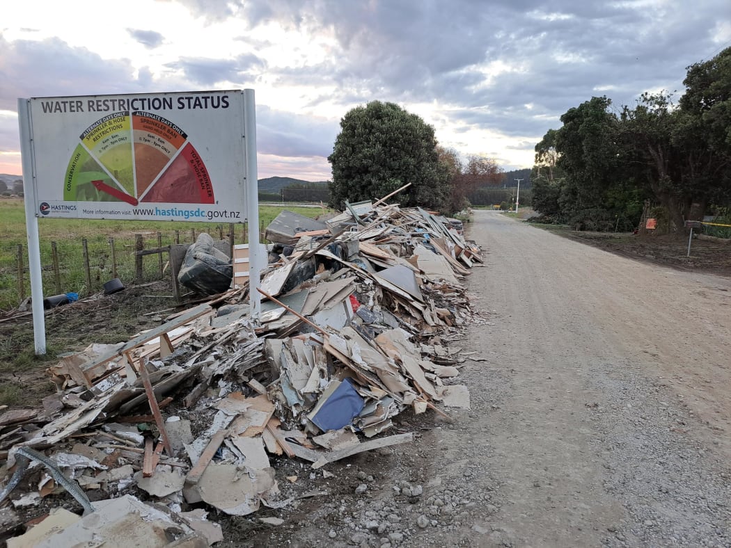 Damage, rubble and carnage left over in Eskdale after Cyclone Gabrielle.
