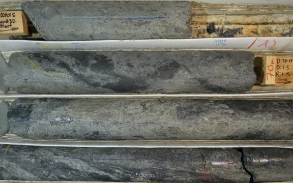 Antimony core samples. The mineral is used as flame retardant in electronics and in military armaments.