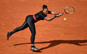 Serena Williams of the US in action against Kristyna Pliskova of Czech Republic during their first round match at the French Open tennis tournament at Roland Garros Stadium in Paris, France on 29 May, 2018.