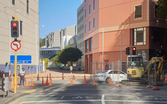 Work continues on the burst pipe.