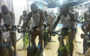 Fiji sevens team training in Dubai.