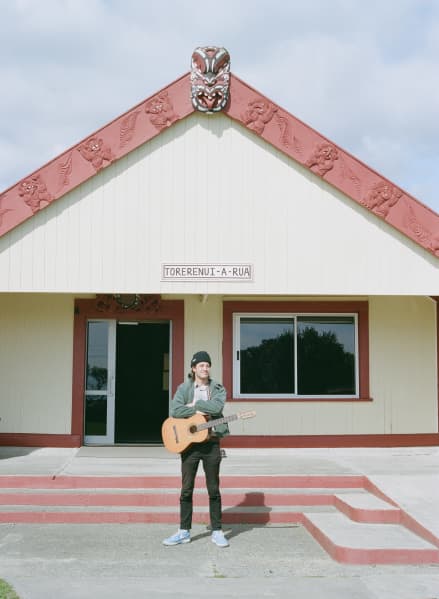 Williams at his whānau Marae in Tōrere.