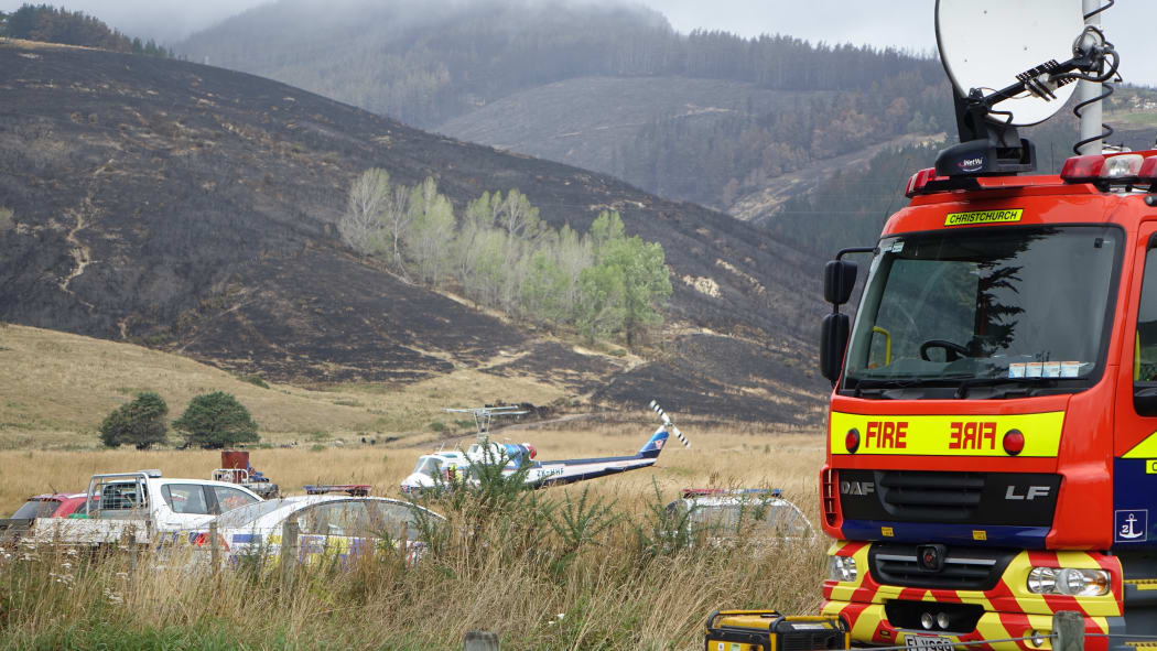 Fire crews in the Port Hills, Christchurch.