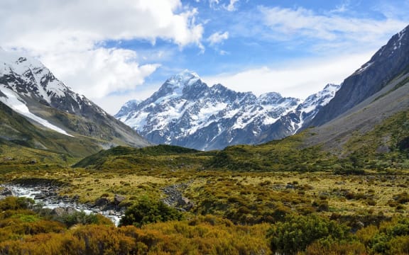 Aoraki Mount Cook, New Zealand, viewed from the Hooker Valley Track