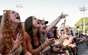 The crowd reacts to Role Model performing at Laneway Music Festival 2026.