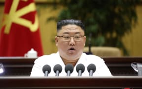 North Korean leader Kim Jong Un delivering a closing address at the Sixth Conference of Cell Secretaries of the Workers' Party of Korea in Pyongyang.
