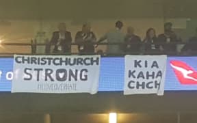 The banners were painted by the Sydney based All Blacks Supporters Club, and draped over an advertising hoarding.