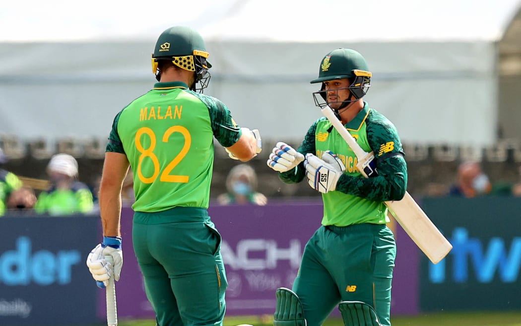 3rd One Day International, Malahide, Dublin 16/7/2021
Ireland vs South Africa
South Africaâs Janneman Malan and Quinton de Kock celebrate 
Mandatory Credit Â©INPHO/Ryan Byrne