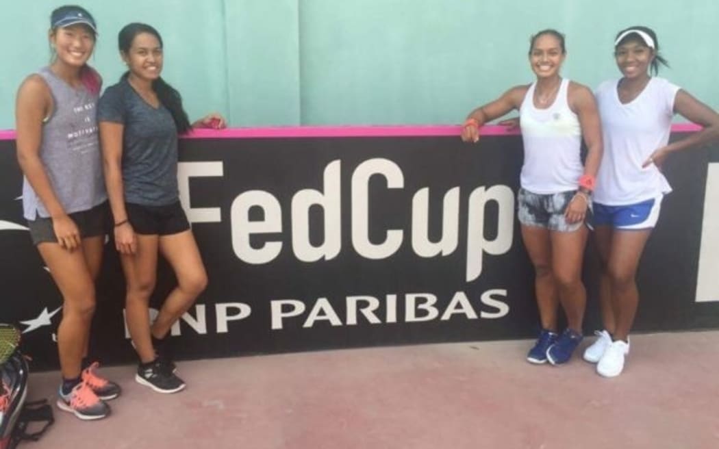 The Pacific Oceania Fed Cup team in Tajikistan.
