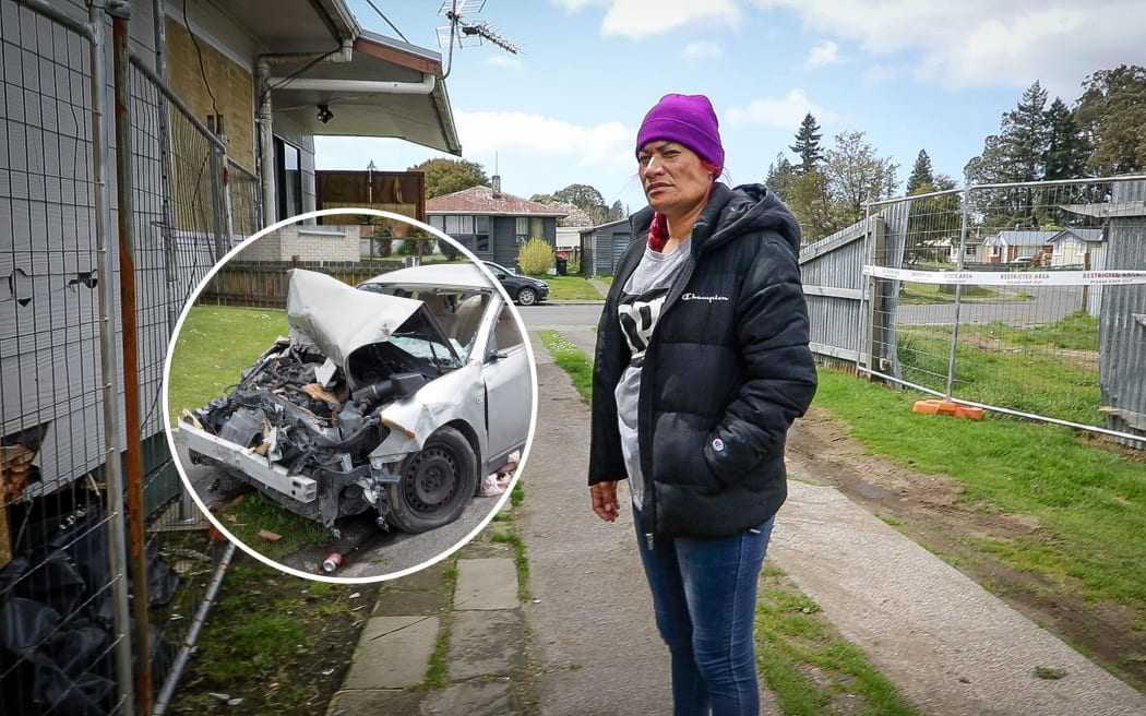 Renea Wharakura had a car smash through her bedroom wall injuring her. 04 October 2023 
Photo / Andrew Warner
