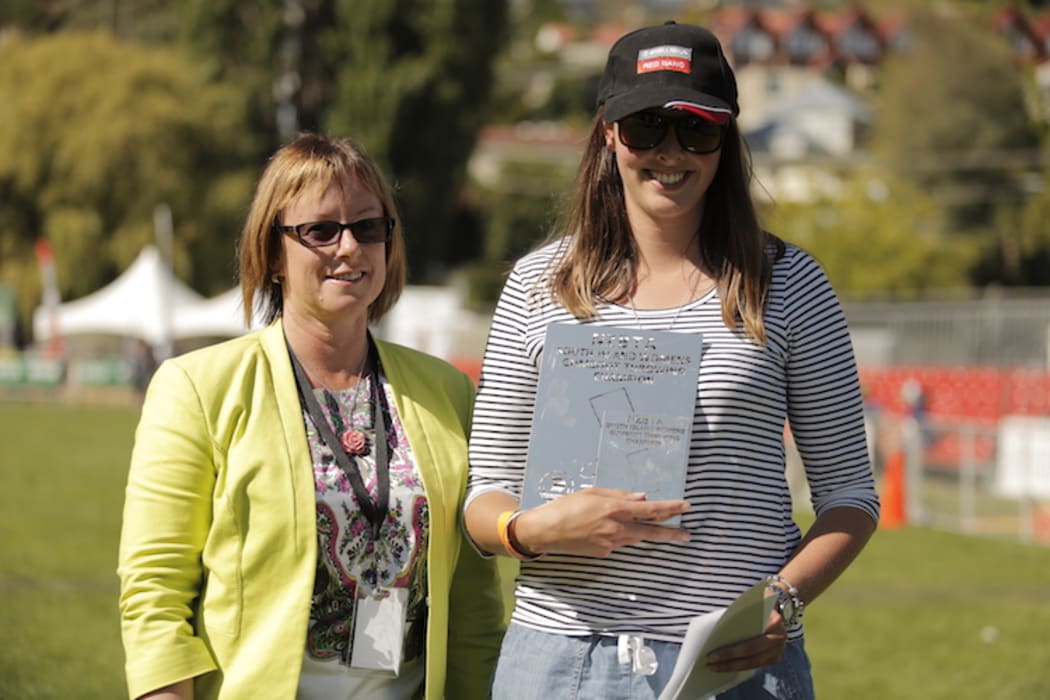 Mairead Fox with her award at the Rural Games.