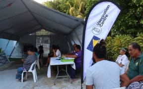 A vaccination centre on Nukunonu, August 2021