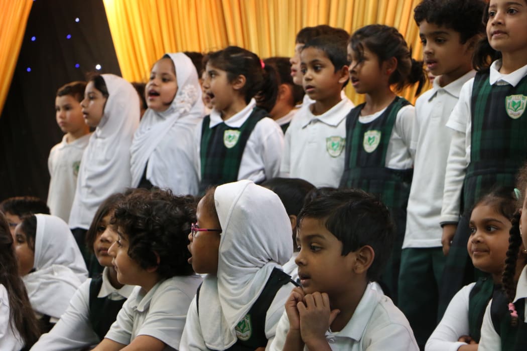Students from Iqra Elementary School in west Auckland, which just opened up a new building.