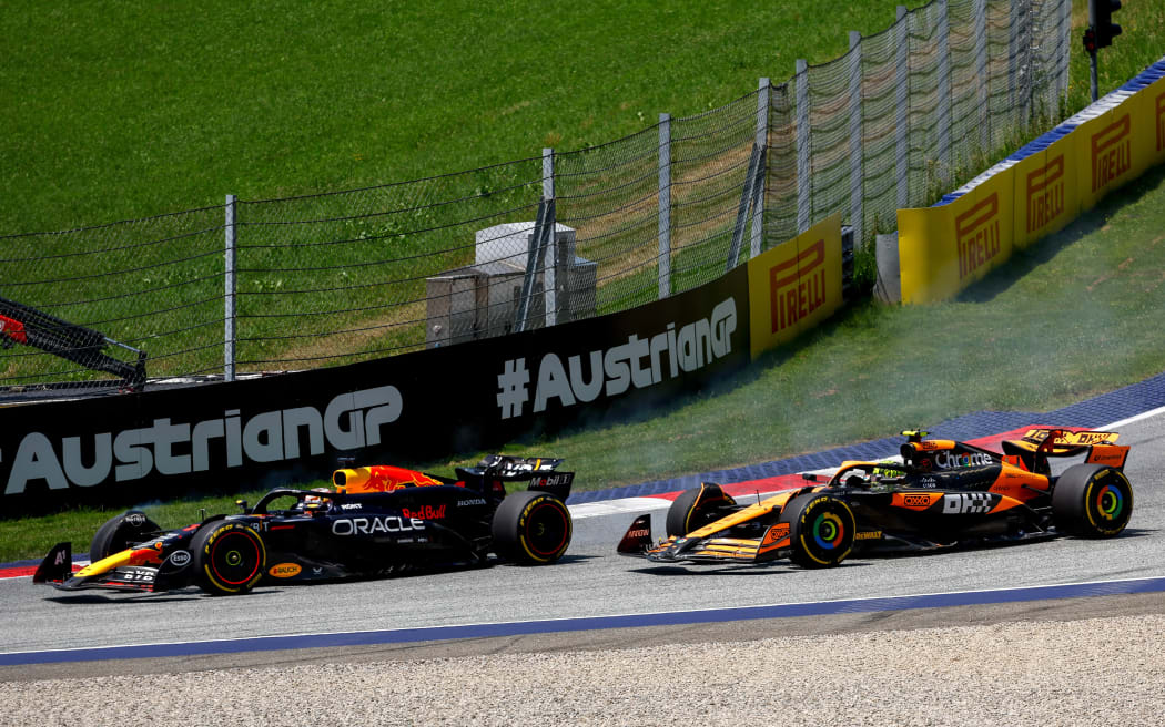 Max Verstappen and Lando Norris at the 2024 Austrian Grand Prix