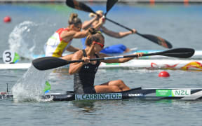 Lisa Carrington in action during the Women's Kayak Single 200m Semifinals of the Canoe Sprint events during the Rio 2016 Olympic Games at Lagoa Stadium in Rio de Janeiro, Brazil, 15 August 2016.