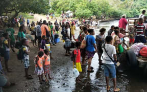 People being evacuated on Ambae.