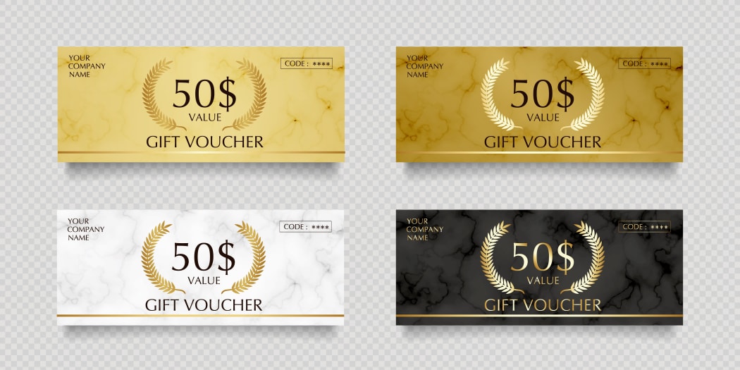 Illustration of set of gift certificates.
