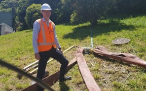 Wellington Water chief waste water advisor Steve Hutchison at the diversion point above ground.