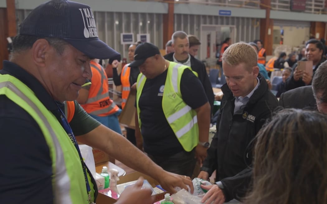Prime Minister Chris Hipkins visited the Moana-nui-ā-Kiwa Hub in Māngere to see flood-affected communities in Auckland.