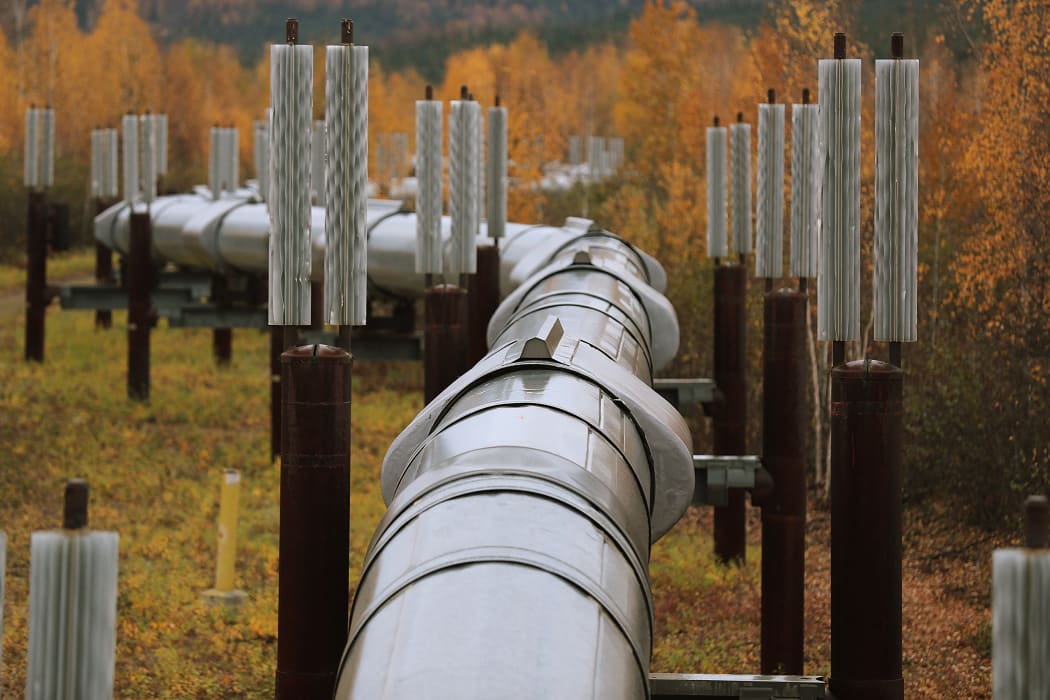part of the Trans Alaska Pipeline System is seen on September 17, 2019 in Fairbanks, Alaska.