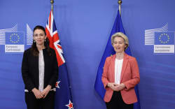 Prime Minister Jacinda Ardern and European Commission President Ursula von der Leyen at EU headquarters in Brussels, on 30 June 2022.