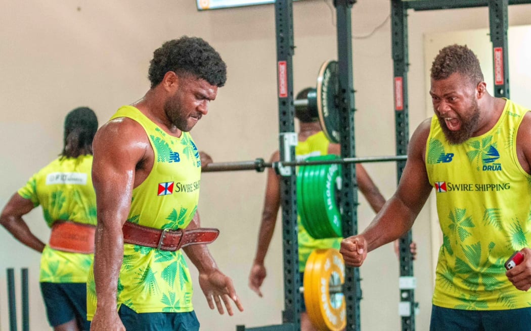 Drua players preparing for their clash against the Brumbies on Saturday.