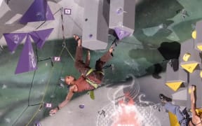 Kai Lightner climbing at the Ring of Fire competition in 2014