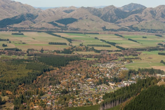 Hanmer Springs seen from Mt Isobel.