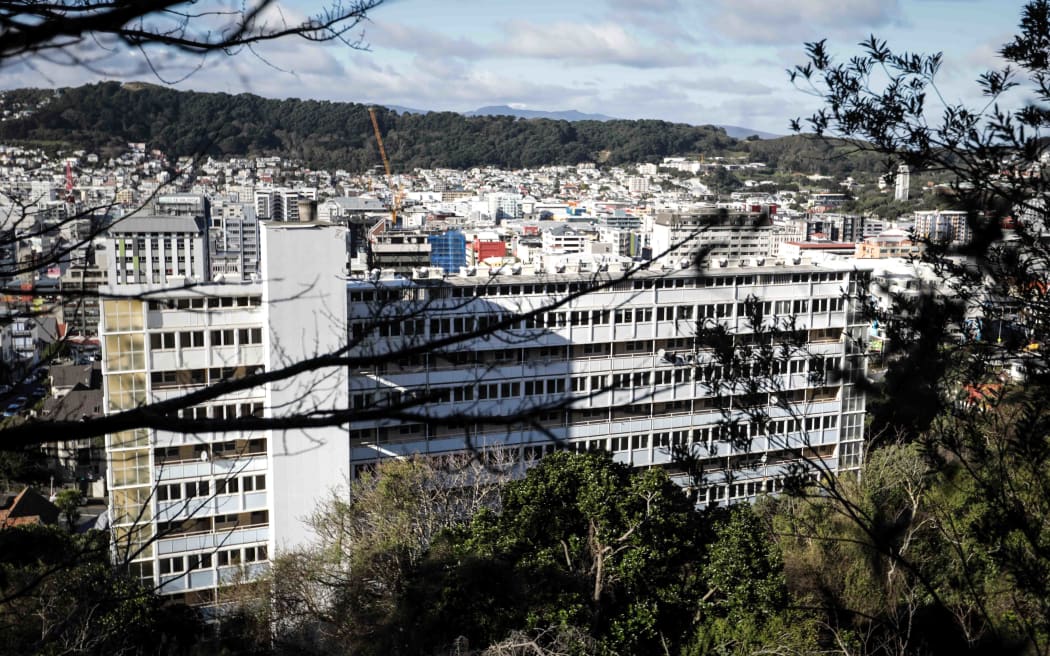 A developer says the building stands out like a turd.A view of the building from Victoria's Kelburn campus.