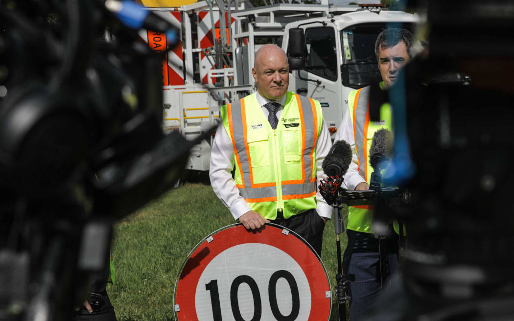 Prime Minister Christopher Luxon and Transport Minister Chris Bishop announce the start of speed limits going back up on January 29, 2025.