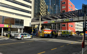 Emergency services at the Amora Hotel in Wellington, June 2024.