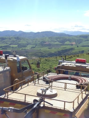 Fire trucks on the Pinckney farm