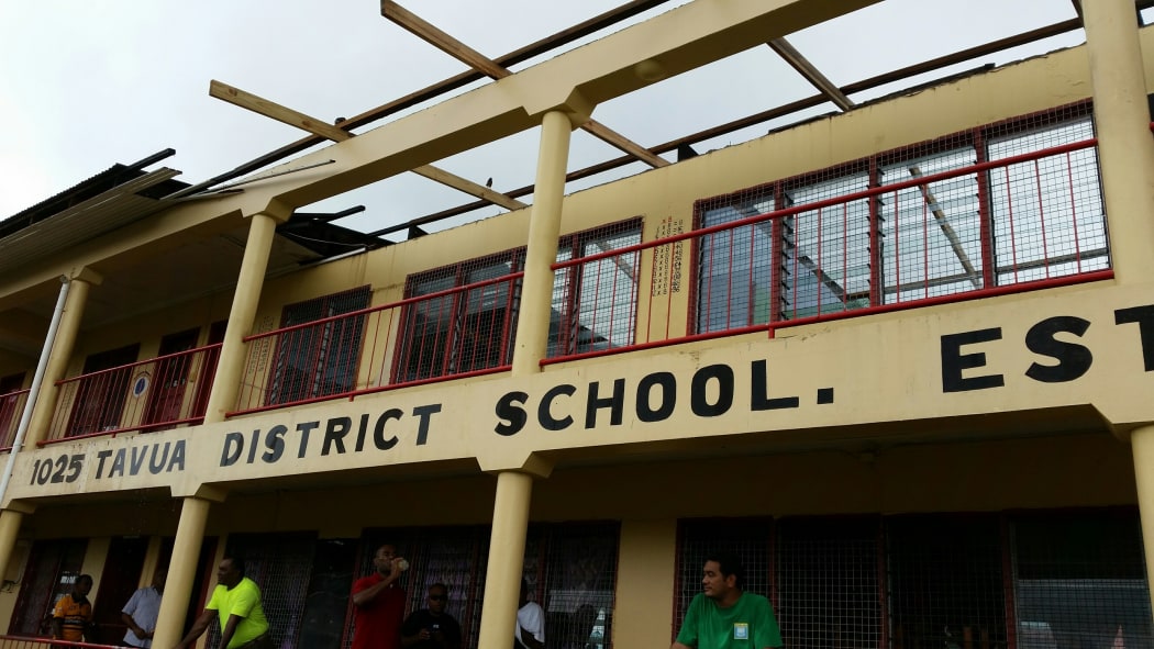 Fiji's Tavua District School shelters evacuees once again despite its gaping roof.