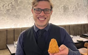 Pietro Boscia with Nonna Maria's Arancini