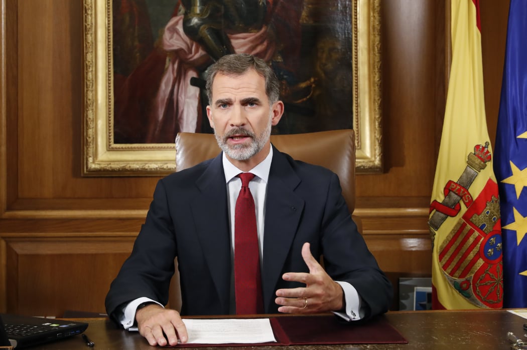 Spain's King Felipe VI addresses the nation in Madrid, as the country grapples with the independence drive in Catalonia.