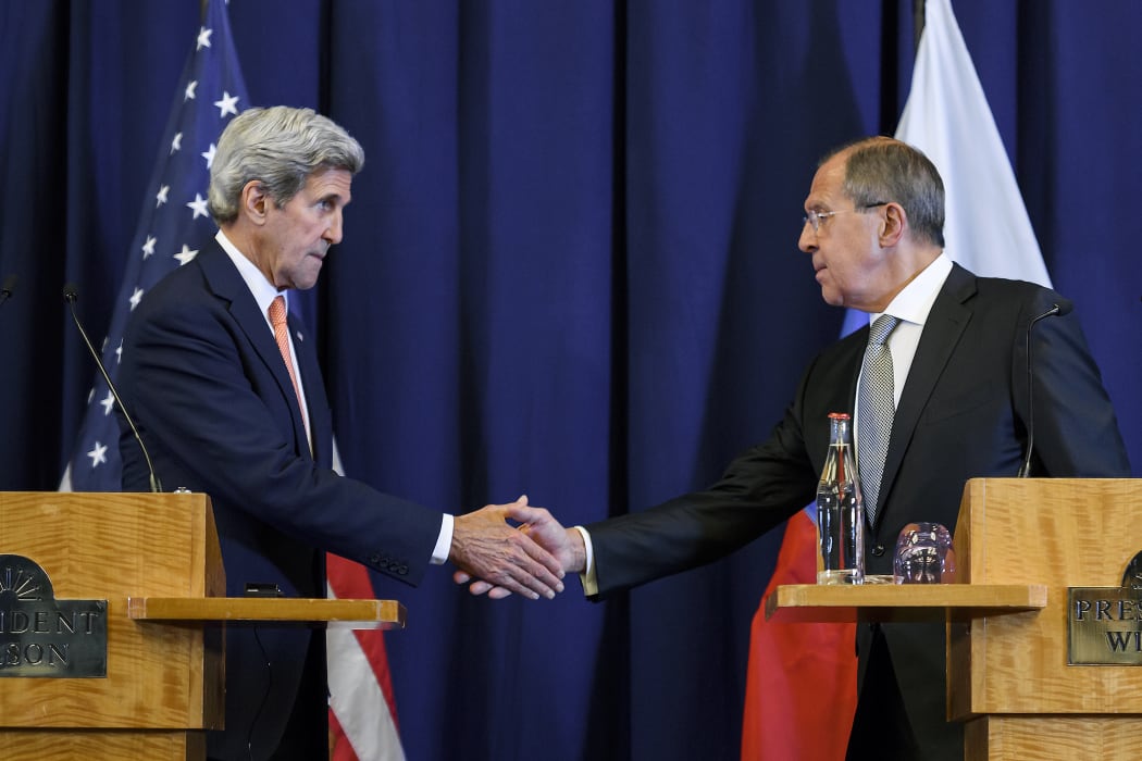 US Secretary of State John Kerry (left) and Russian Foreign Minister Sergei Lavrov at the end of a press conference closing meetings to discuss the Syrian crisis.