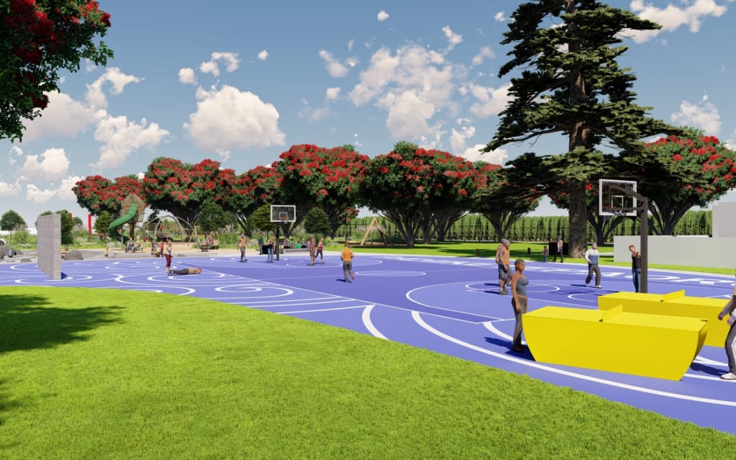 Concept drawings of the water-play area and youth zone planned for Otupaiia Marine Park in Waitara.