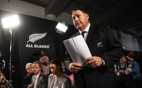 Coach Steve Hansen during the All Blacks 2019 Rugby World Cup squad announcment.
