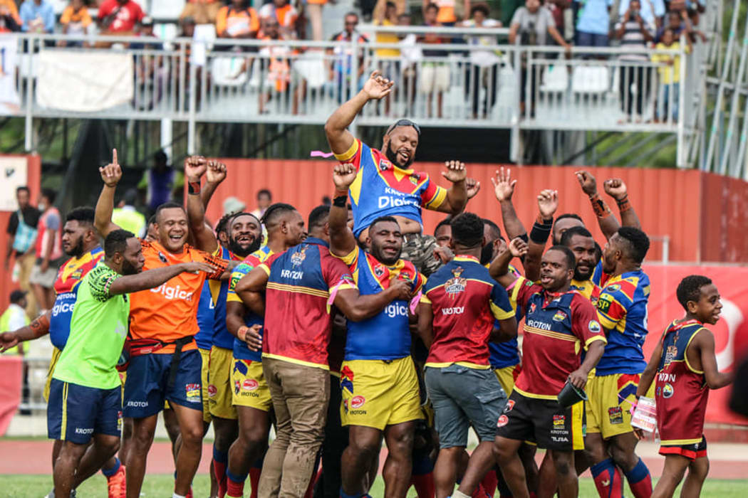 Hela Wigmen celebrate winning the 2020 Digicel Cup.