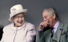Queen Elizabeth II and (then) Prince Charles sharing a joke together. The image used on the cover if Ingris Sewell's book "My Mother and I"