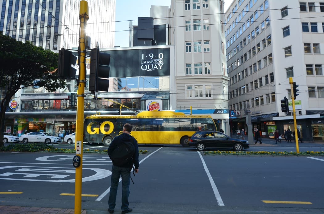 Traffic on Lambton Quay.