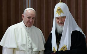 Patriarch Kirill of Moscow and All Russia, right and Pope Francis of Rome.